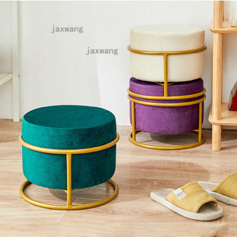 Nordic Creative Ottomans Home Shoe Changing Stools Living Room Furniture Light Luxury Small Round Stool Dressing Stool ► Photo 1/5