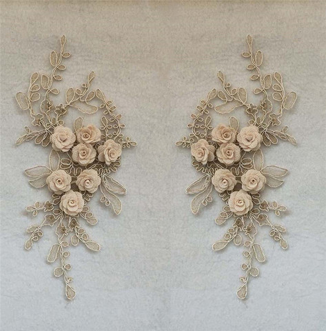 3D flower Laces collar High quality Lace fabric Embroidery Craft materials Application Dress needlework Accessory A pair of sale ► Photo 1/4