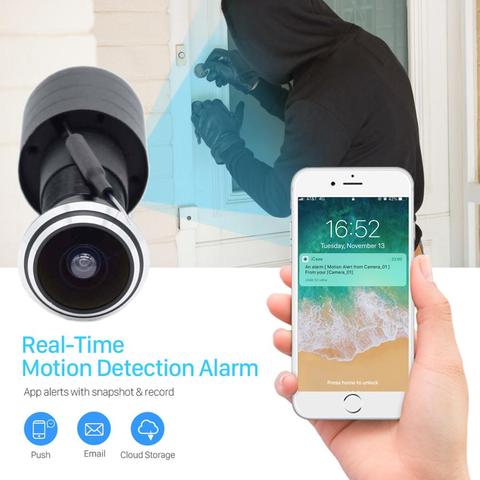 TF Card WIFI Audio Door Eye Hole Home 1080P 1.78mm Wide Angle FishEye Lens Network Mini Peephole wifi Door IP Camera P2P icsee ► Photo 1/6