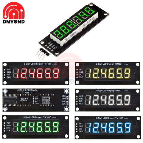 New TM1637 6-digit Digital LED 0.36 Inch Display Tube Decimal 7 Segments Clock Double Dots Module For Arduino VCC GND DIO CLK 5V ► Photo 1/6