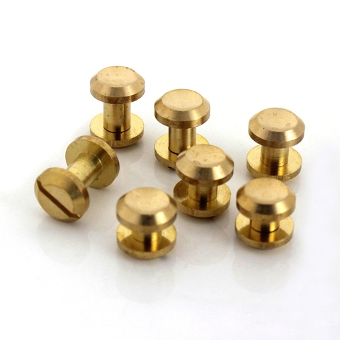 10pcs Solid Brass Concave Head  Binding Chicago Screws Nail Rivets for Photo Album Leather Craft Studs Belt Wallet Fasteners ► Photo 1/6