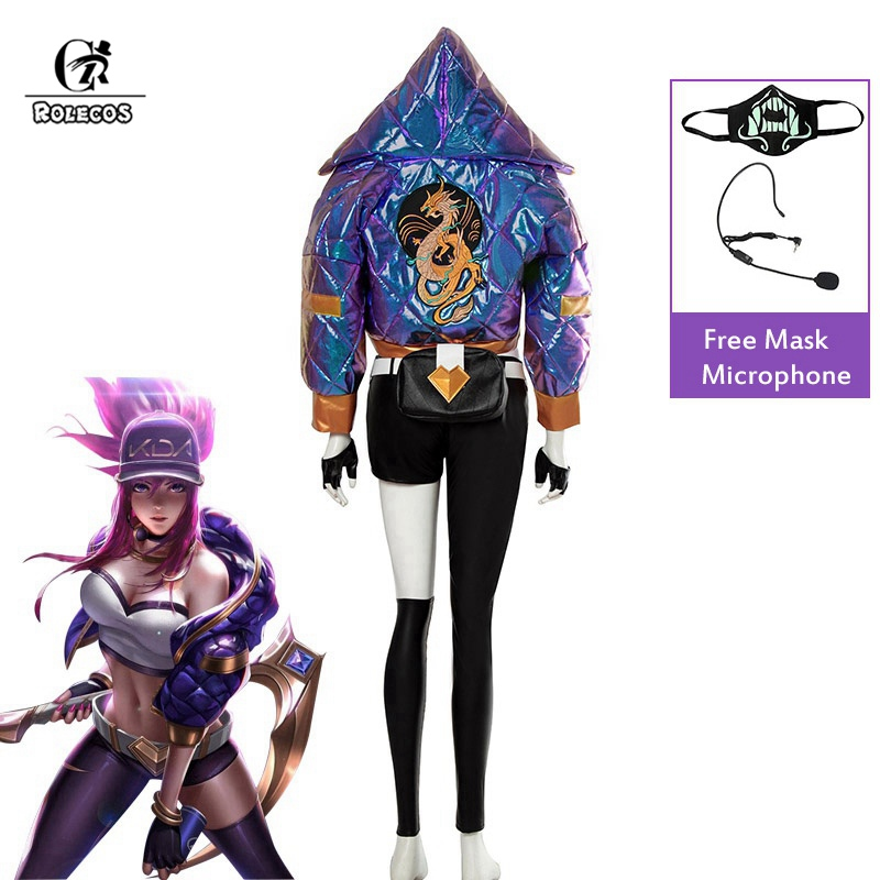 ROLECOS KDA Akali Cosplay Costume LOL KDA Cosplay Game Costume Akali Mask  Microphone Women Outfit Winter Coat Halloween Costume - Price history &  Review | AliExpress Seller - ROLECOS Official Store 