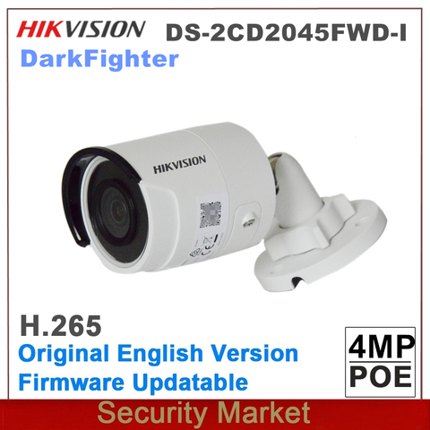 Original Hikvision English IP DS-2CD2045FWD-I 4MP POE Powered By DarkFighter Fixed Mini Bullet Network Camera ► Photo 1/1