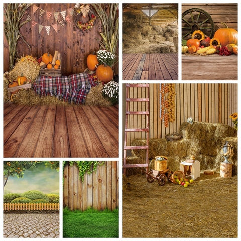 Autumn Farm Pumpkin Barn Warehouse Hay Thanksgiving Backdrop Newborn Baby Photography Background For Photo Studio Photophone ► Photo 1/6