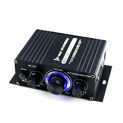 AK170 12V Mini Audio Power Car Amplifier Digital Audio Receiver AMP Dual Channel 20W+20W Bass Treble Volume Control for Home Use ► Photo 1/6