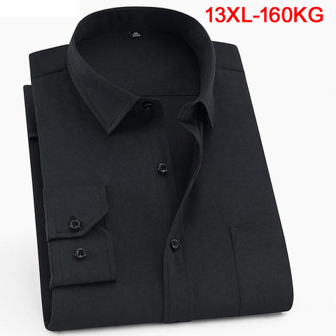 Large size 10XL 11XL 12XL 13XL shirt business office comfortable men's long sleeve lapel black top 7XL 8XL 9XL ► Photo 1/6