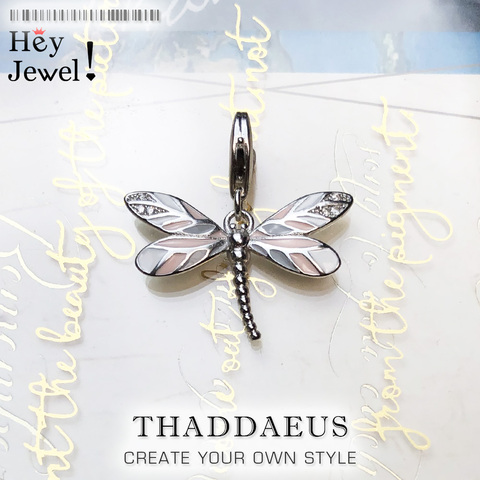 Dragonfly Pink Charms Pendant Europe DIY Jewelry Findings Accessories 925 Sterling Silver Fashion Jewelry  Gift For Women Girl ► Photo 1/6