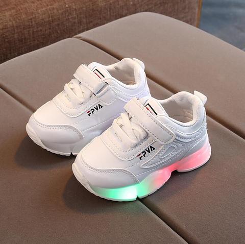 Child Sport Shoes Spring Luminous Fashion Breathable Kids Boys Net Shoes Girls Anti-Slippery Sneakers With Light Running Shoes ► Photo 1/5