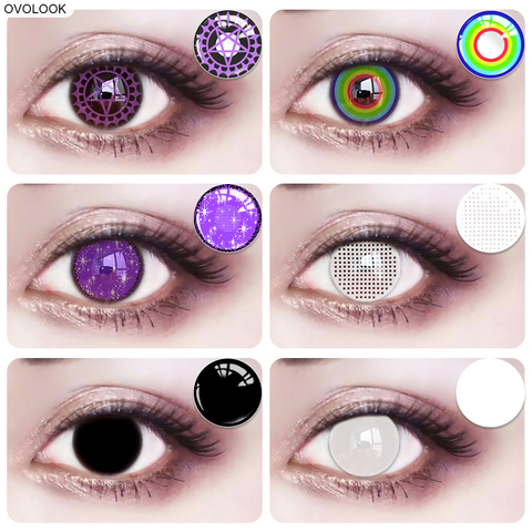 OVOLOOK-1 Pair (2pcs) 6 Tone Cosplay Contact Lenses Colored Lenses for Eyes Halloween Cosmetic Eye Color Lens ► Photo 1/6
