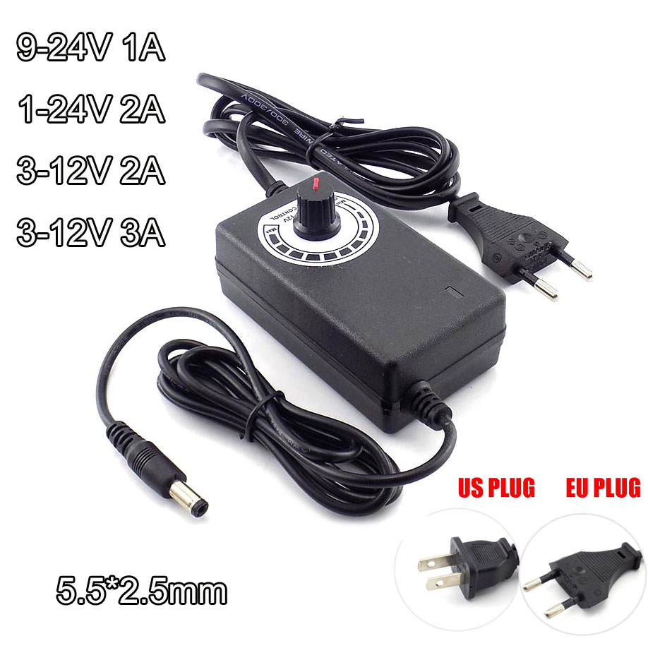 Adjustable Power Supply Adapter AC/DC 3-12V Variable Voltage Universal Connector 