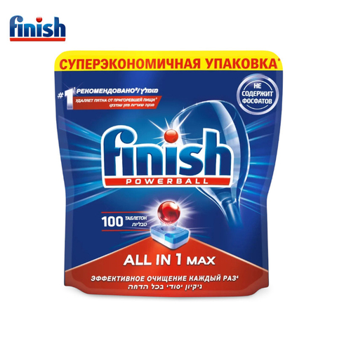 Tablets for dishwasher finish all in1 Max 100 pcs tablets for dishwasher capsules for dishwashers tablets for dishwashers tablets for tableware tablets for pmm dishwasher powder salt for dishwasher ► Photo 1/1