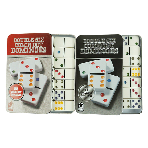 28pcs Double Six  White with colorful dot  Domino in tin Box ► Photo 1/6