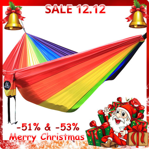 Feistel Double Hammock Large Size Hammocks For 2 Person Sleeping Bed Outdoor Camping Swing Portable Ultralight Design 300*200 CM ► Photo 1/6