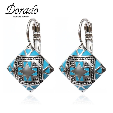 Dorado Black Blue Orange Resin Square Drop Earrings For Women Rose Retro New Female Dangle Hanging 2022 Ear Jewelry Brincos ► Photo 1/6