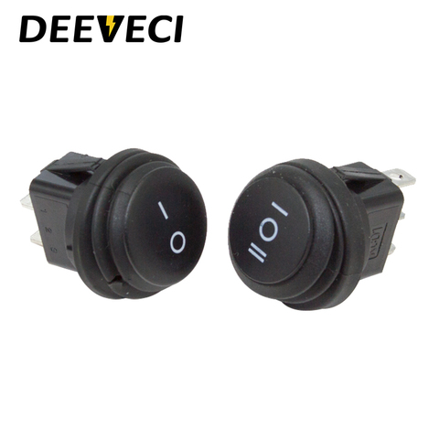 KCD1 ip67 black small round  toggler switch waterproof 2pins 3pins on off pc mini power rocker switch ► Photo 1/6