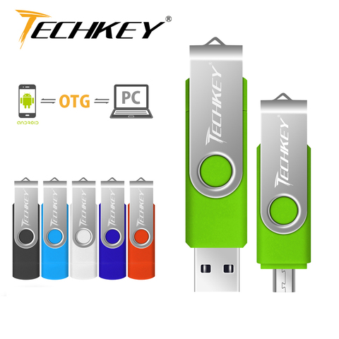 OTG Usb Flash Drive Techkey 8gb 16gb 32gb Pen drive 64gb 128gb флешка mobile phone flash memory stick Multifunctional pendrive ► Photo 1/6