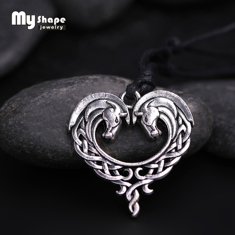 My shape fantasy Celtics Horse Lords Necklace Antique Silver Plated Horse Heart necklace Pendant for women mom gifts animal ► Photo 1/6