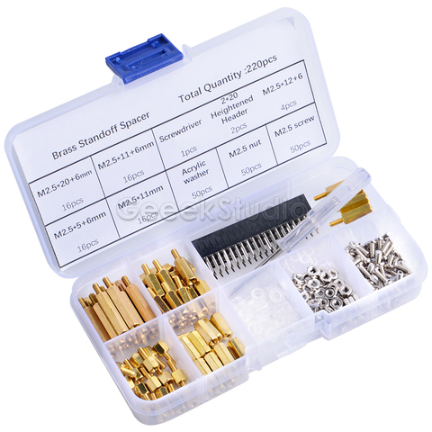 New Screws Kit 220pcs Waterproof M2.5 Hex Male-Female Standoff Screws Box Nut Kit Assortment Set for Raspberry Pi Spacer ► Photo 1/4