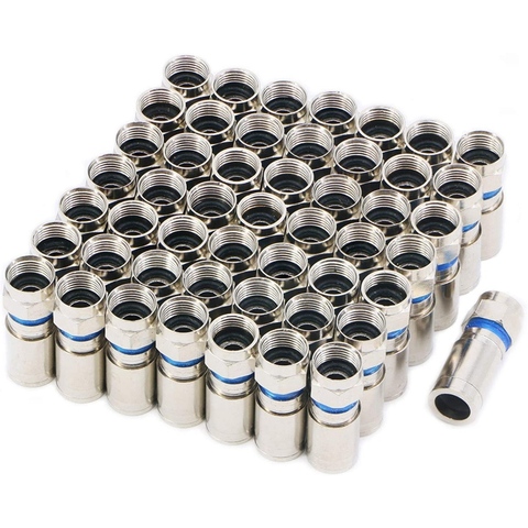 Compression RG6 F Connector Coax Coaxial Adapter Plug for Satellite & Cable TV (50 Pack) ► Photo 1/6