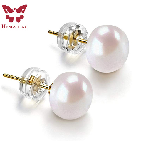 White Cultured Freshwater Pearl Earrings For Women, Classic 925 Sterling Silver Jewelry Gold Stud Earrings 2022 Dropshipping ► Photo 1/6