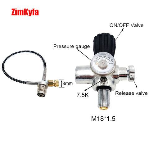 Jubilee PCP Scuba Charging Valve Air Filling Station Refill Adapter with 400bar 6000psi Gauge with 5/8-18UNF or M18x1.5 Threads ► Photo 1/6
