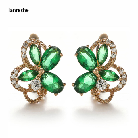 Hanreshe Beautiful Crystal Stud Earring Blue Green Quality Natural Zircon  Earrings Women Punk Jewelry Copper Earring Women Gift ► Photo 1/5