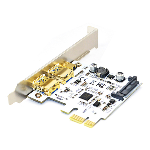 USB 3.1 PCI-Express Card 1 Port Reversible Type-C + 2 Port USB 3.0 with SATA 15Pin Connector Gen 2 10Gbps Add on Card Riser Card ► Photo 1/6