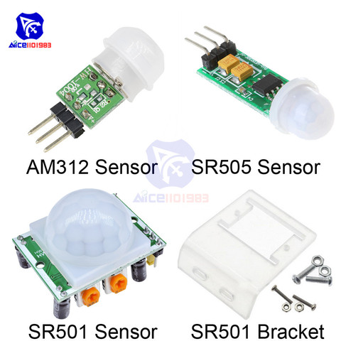 HC-SR501 HC-SR505 Adjust IR Pyroelectric Infrared Motion Detection Module AM312 Module Motion Sensor SR501 Bracket for Arduino ► Photo 1/6