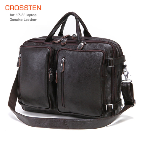 2022 100% Genuine Leather Natural Cowskin Men's Multifunctional Briefcase  3 in 1 Business Shoulder bag 17