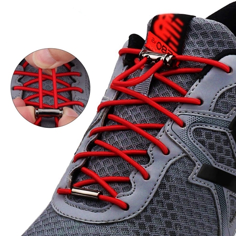 1 Pair No Tie Shoe laces Elastic Shoelaces Round Metal Buckle Kids Adult Quick Lock Shoe lace Leisure Sneakers Lazy laces ► Photo 1/6