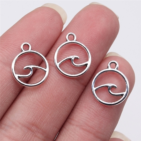WYSIWYG 40pcs 12x12mm Antique Silver Color Waves Charms Pendant For Jewelry Making DIY Jewelry Findings ► Photo 1/2