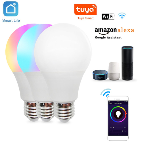 TUYA Smart Life Light Bulb 12w 15w Muticolor WIFI Control Light E27 RGB LED Bulb Dimmable Alexa Compatible APP Google Home Light ► Photo 1/6