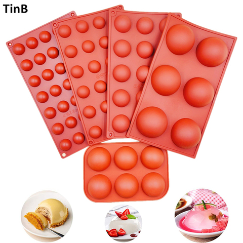 3d Hemispherical Silicone Mold For Cake Pastry Baking Fondant Bakeware Tools Round Shape Donut Dessert Mousse Chocolate Mould ► Photo 1/6