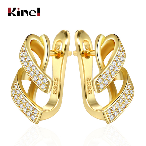 Kinel 2022 Trendy Stud Earrings for Women CZ Zircon Irregular Metal Clip on Earring New Fashion Jewelry Brincos Bijoux ► Photo 1/6
