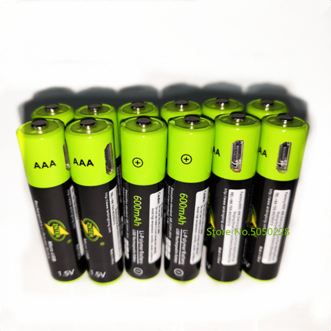 12PCS  ZNTER 1.5V AAA rechargeable battery 600mAh USB rechargeable lithium polymer battery children's toy rechargeable battery ► Photo 1/5