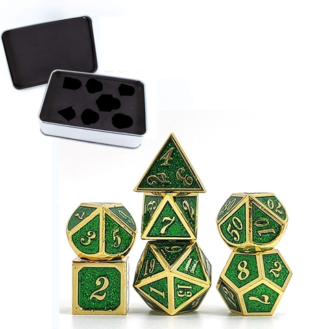 7 PCS Italic Style Metal Dice Metallic DND Game D&D Dice with Free Metal Case Drop Shipping ► Photo 1/6