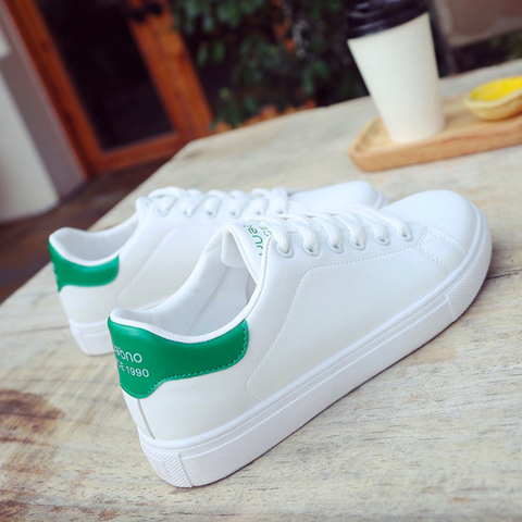 Women Sneakers 2022 Spring Autumn Soft PU Leather Flats Women Shoes Fashion Lace-Up Breathable White Women Casual Shoes ► Photo 1/6