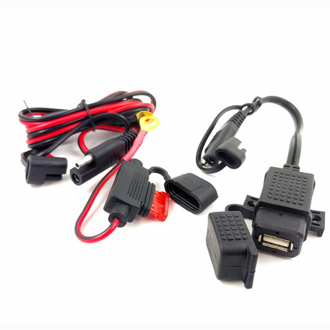 DIY SAE to USB Cable Adapter Waterproof USB Charger Quick 2.1A Port with Inline Fuse for Motorcycle Cellphone Tablet GPS ► Photo 1/6
