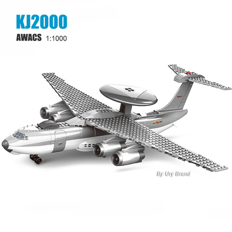 200+PCS KJ-2000 Military AWACS Airplane Morden Army War craft WW2 Plane DIY 3D Models Educational Building Blocks Toys For Boys ► Photo 1/3