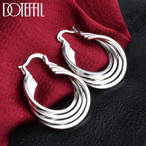 DOTEFFIL 925 Sterling Silver Circle Shape Earrings Women Party Gift Wedding Engagement Charm Fashion Jewelry ► Photo 1/6