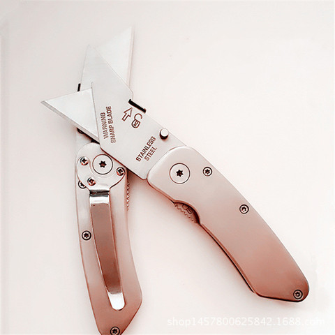 Outdoor folding trapezoidal knife stainless steel art blade and 10 blades ► Photo 1/5