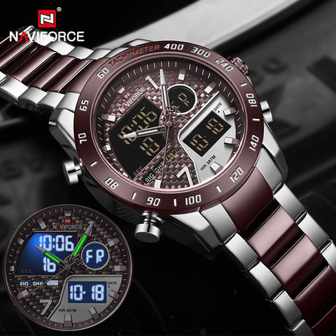 NAVIFORCE Men Digital Watch LED Sport Military Mens Quartz Wristwatch Male Luminous Waterproof Clock Watches Relogio Masculino ► Photo 1/6