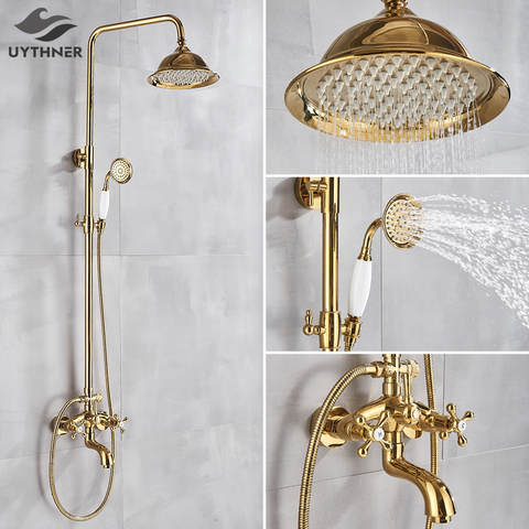 Gold Shower Faucet Bath Shower Mixer Tap 8