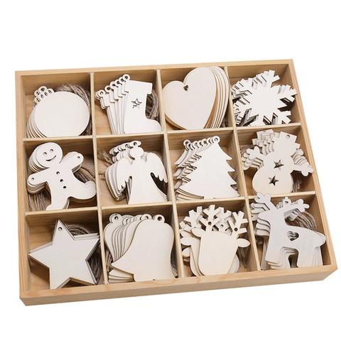 10pcs/lot Wooden Christmas Tree Hanging Ornament Pendants Christmas Decorations For Home Party New Year Navidad Natal Kids Gift ► Photo 1/6