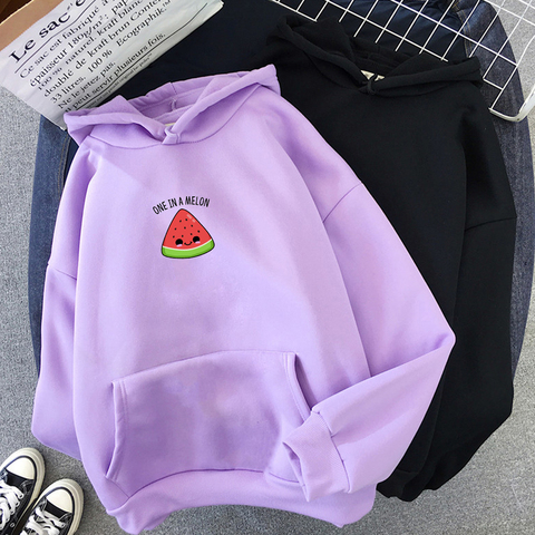 Korean Harajuku Sweatshirt Women Autumn Pocket Cute Watermelon Graphic Hoodie Winter Casual Long Sleeve Ladies Hoody Pink Top ► Photo 1/6