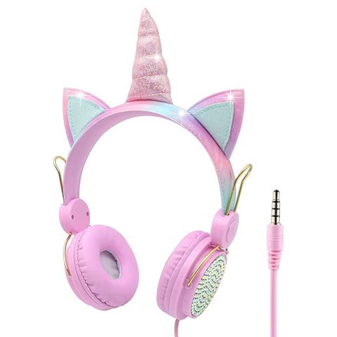 Funny Kids Headset Colorful Diamond Unicorn Girl Wired Headphones Music Stereo Phone Earphones Children Christmas Brithday Gifts ► Photo 1/6