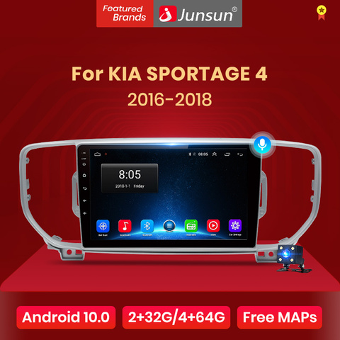 JunsunV1 2G+32G Android 10.0 DSP Car Radio Multimedia Player GPS Navigator For KIA Sportage 4 KX5 2016 2017 2022  Audio 2Din dvd ► Photo 1/6