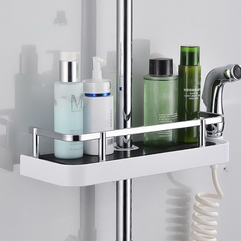 Shower Storage Holder Bathroom Shelf Pole Shelves Shampoo Tray Stand No  Drilling Lifting Rod Shower Head Holder Rack Organizer - AliExpress