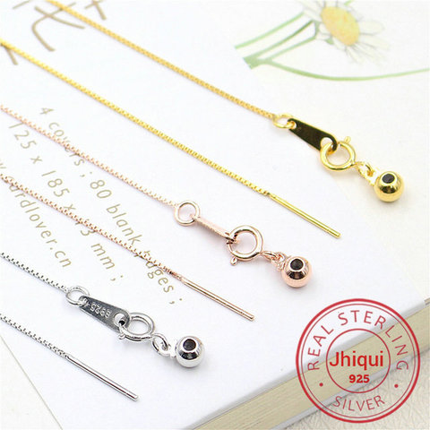 Real 925 Sterling Silver 45CM  Rose Gold Platinum Plated Box Chain  DIY Adjustable Necklace Fine Jewelry Findings Accessories ► Photo 1/6