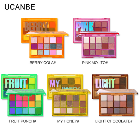 UCANBE Sweet Party Eyeshadow Pallete Neon Makeup Palette 15 Shimmer Glitter Matte Shades Matellic Nude Blendable Pigment Powder ► Photo 1/6